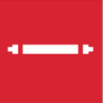 Nasjonal merke for Lysstoffrør. Bakgrunn er rød for farlig avfall. Hvitt symbol er et lysrør.