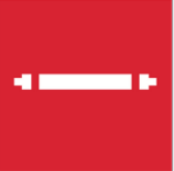 Nasjonal merke for Lysstoffrør. Bakgrunn er rød for farlig avfall. Hvitt symbol er et lysrør.